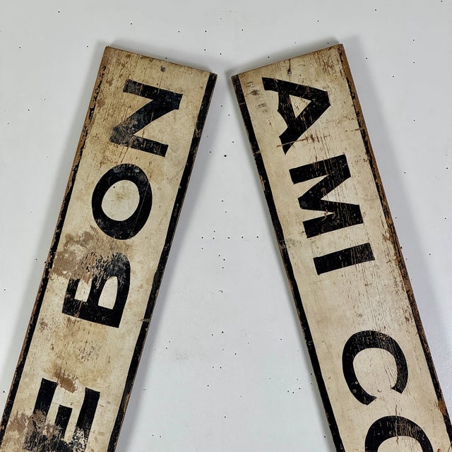 Mid 20th Century Vintage Large French "Bonami Co. Inc." Wood Trade Sign, 97" Wide For Sale - Image 5 of 10