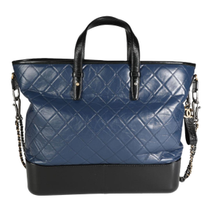 Black & Blue Quilted Calfskin Large Gabrielle Shopping Tote