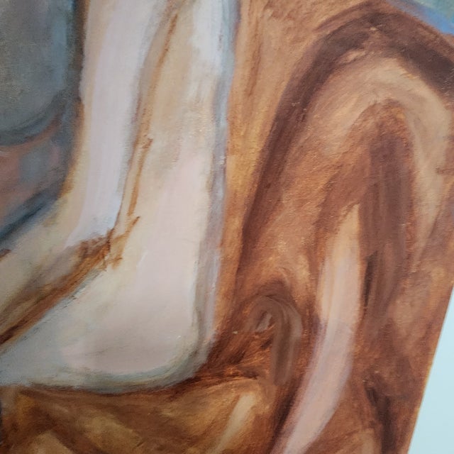 Mid 20th Century Mid-Century Modern Female Nude Painting – Warm Earth Tones, Vintage Figurative Art For Sale - Image 5 of 6