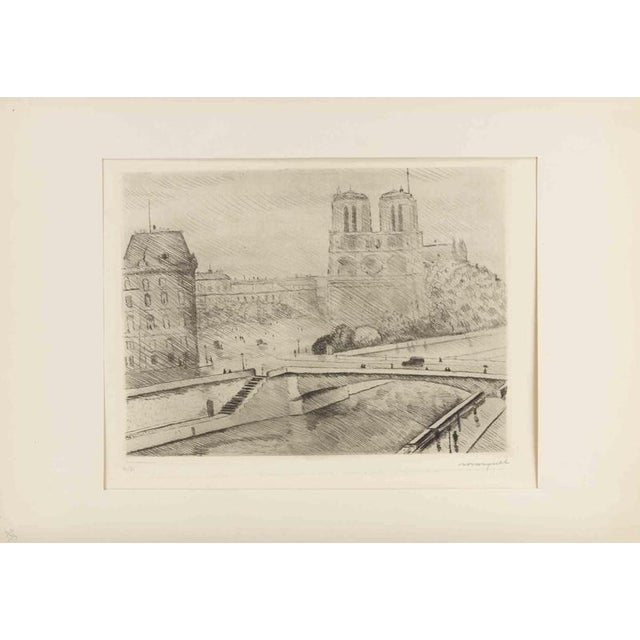 Etching and drypoint on paper. Hand signed and numbered in pencil. Edition of 80. The print features one of Marquet's most...