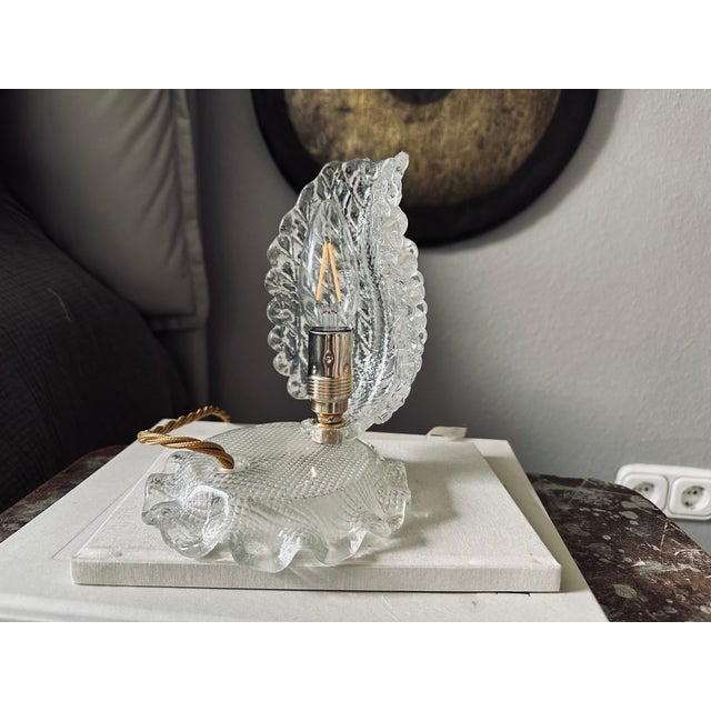 Glass Art Deco Table Lamp in Clear Murano Glass by Ercole Barovier, 1920s For Sale - Image 7 of 16