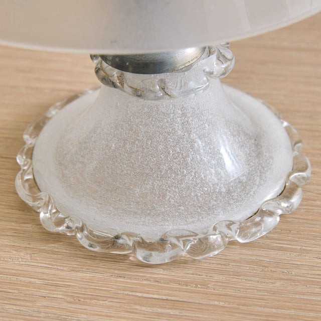 Petite Italian Art Deco Etched Murano Glass Lamp, 1940s For Sale - Image 10 of 13
