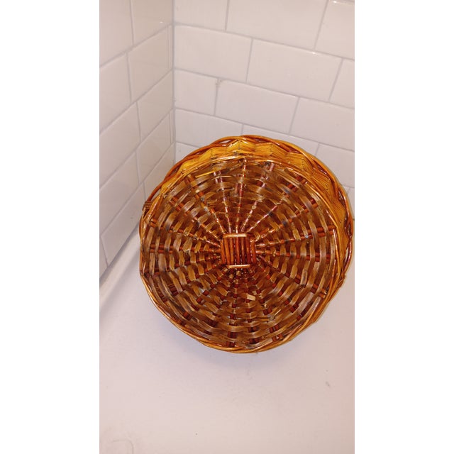 Coastal Sculptural Thick Round Basket Decor Piece - Medium Lightweight Brown With Dramatic Fixed Handle For Sale In New York - Image 6 of 9