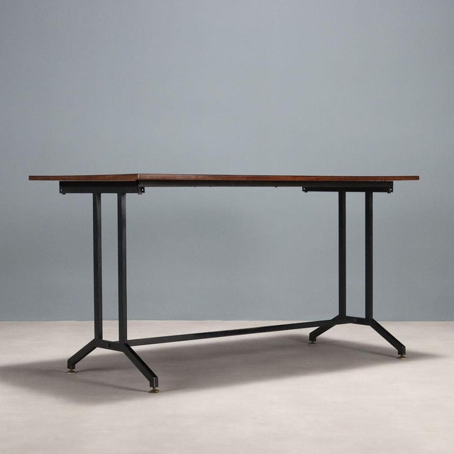Black Vintage Black Enameled Metal Frame Desk, 1960s For Sale - Image 8 of 9