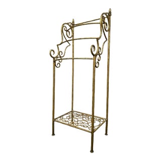 1930s Hollywood Regency Gold Iron Towel Rack For Sale