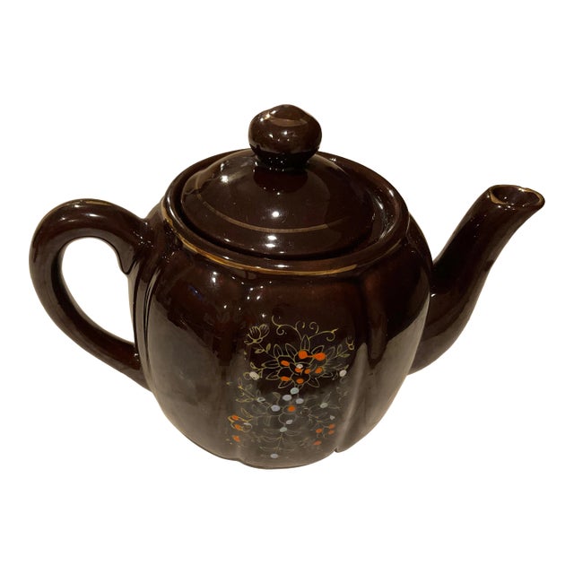 Vintage Brown Betty Redware Tea Pot, Made in Japan For Sale