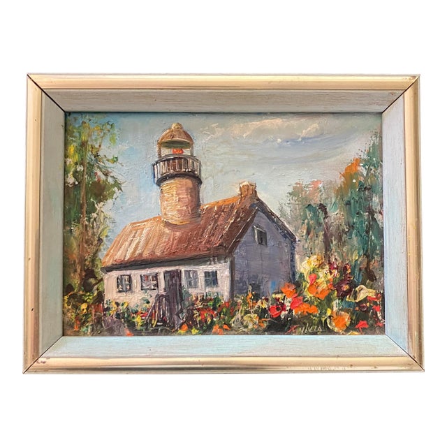 Old Point Loma Lighthouse Framed Painting by Sylvia For Sale