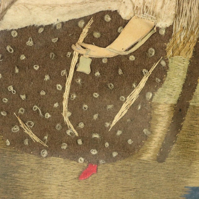 Green Antique Georgian Applique Embroidery of a Country Scene For Sale - Image 8 of 12