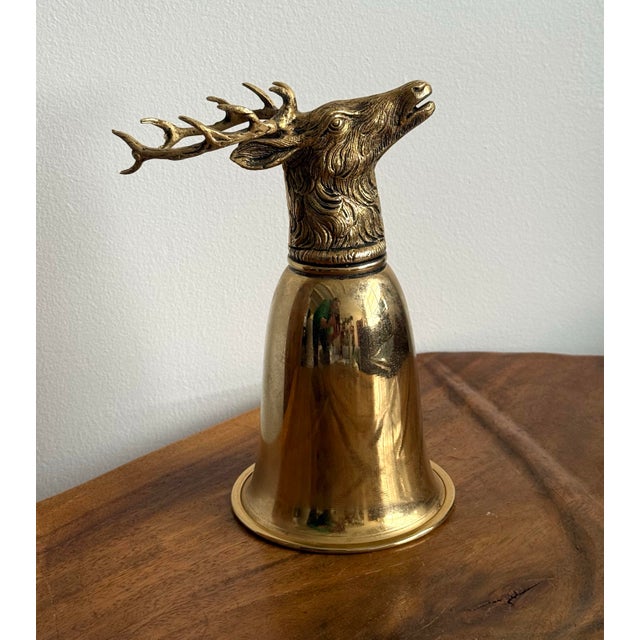 Vintage 1970s hard to find solid brass stag stirrup cup. Made by Gucci in Italy with hallmark stamp around the base of the...