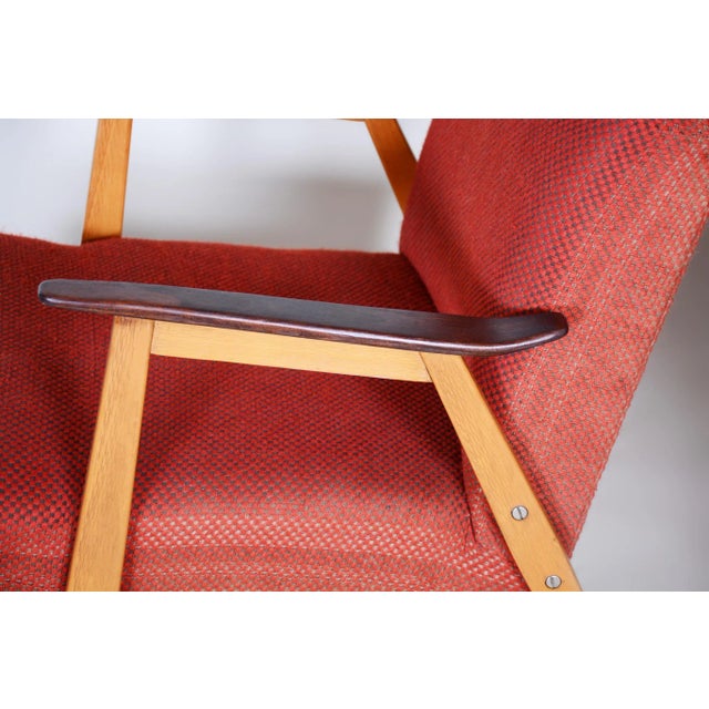 Mid-Century Czech Red Armchairs by Jaroslav Šmídek, 1950s, Set of 2 For Sale - Image 4 of 8