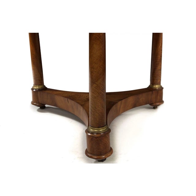 French Empire Antique Burl Walnut Center Table W/ Black Marble Top Circa 1815 For Sale - Image 10 of 12