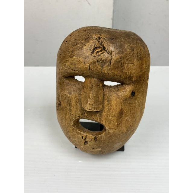 Vintage Himalayan Festival Mask + Stand For Sale - Image 9 of 12