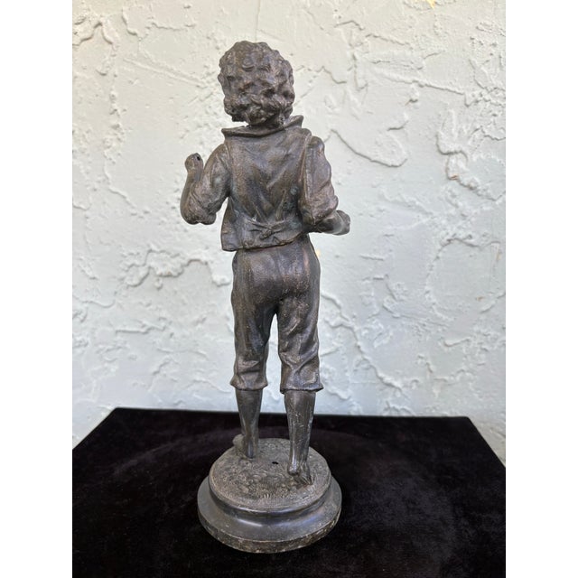 1920s Antique Cast Metal Figure of a Young Boy in Ecstatic Pose, Early 20th Century For Sale - Image 5 of 9