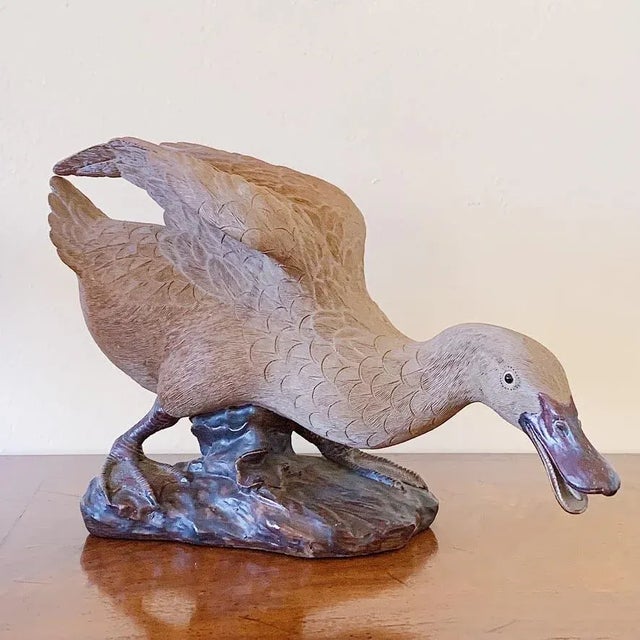 Antique Chinese YiXing ZiSha Purple Clay Highly Detailed Lucky Duck Sculptural Figurines - Set of 2 For Sale - Image 10 of 12