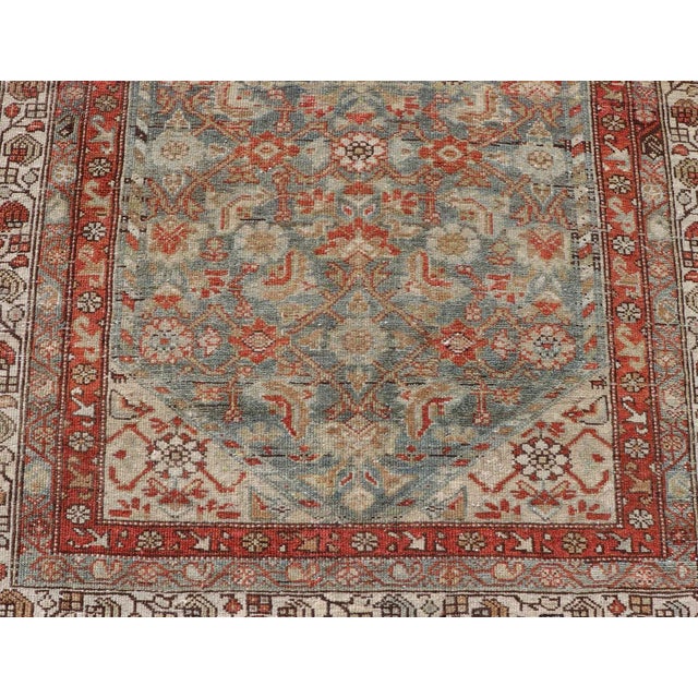 Textile Antique Persian Malayer With All-Over of Herati Design in Red and Blue For Sale - Image 7 of 9
