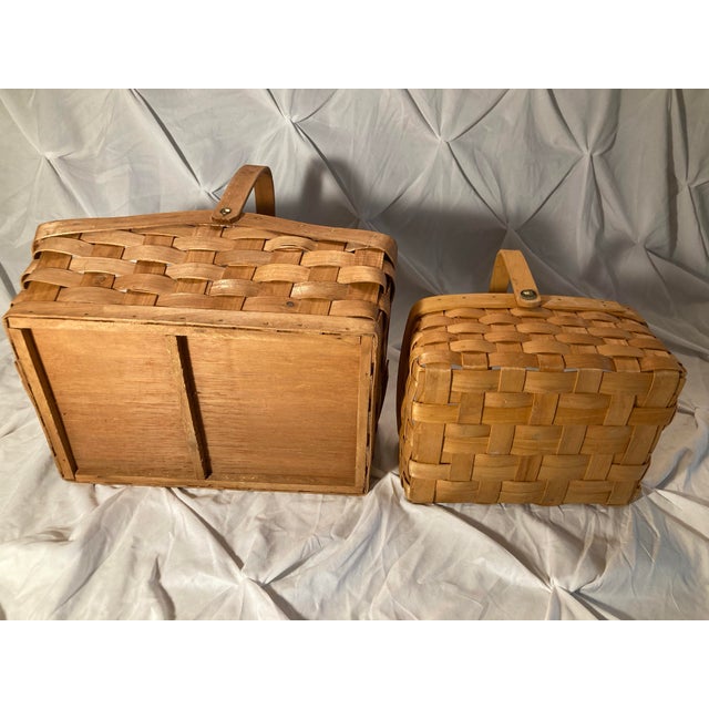 American Baskets. Two Iconic, Authentic Longaberger Maple Wood Baskets Handcrafted in Dresden, Ohio. For Sale - Image 6 of 12