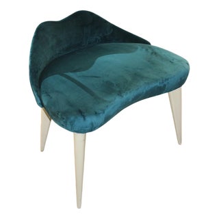 Velvet and Lacquered Wood Bench from Vittorio Dassi For Sale