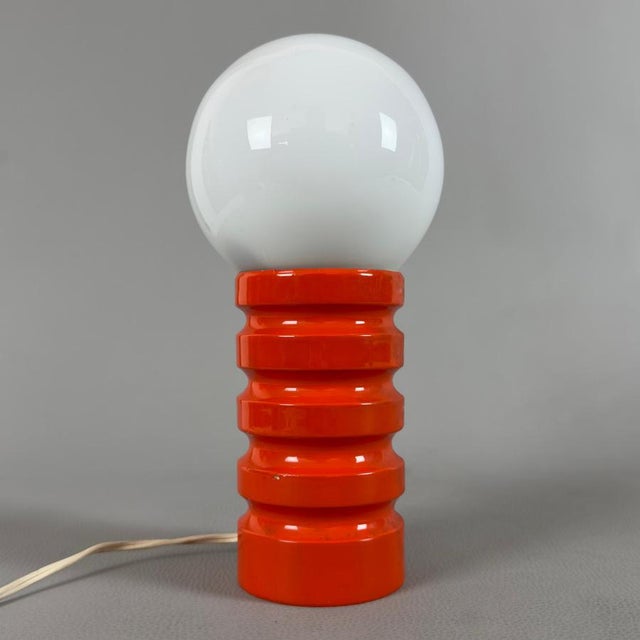 Space Age Orange Table Lamp in White Opal Glass, 1970 For Sale - Image 13 of 13