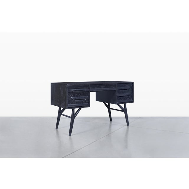 Vintage Black Cerused Desk by Jack Van Der Molen for Jamestown Lounge Co. For Sale In Los Angeles - Image 6 of 14