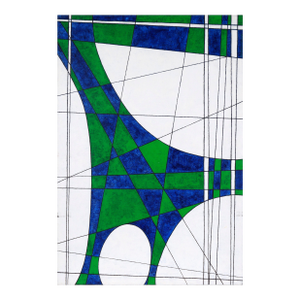 Abstract Geometric Composition in Green, Blue, and White by Robert William Hinds