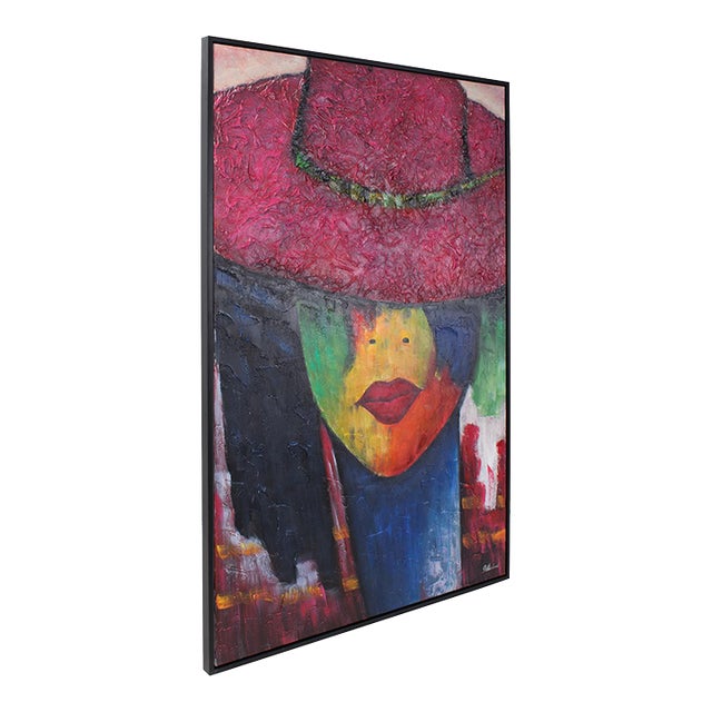 Lady in Red Hat - Original Painting For Sale