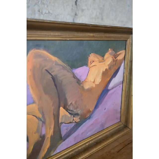 1990s Reclining Nude Original Acrylic Painting on Canvas For Sale - Image 5 of 11