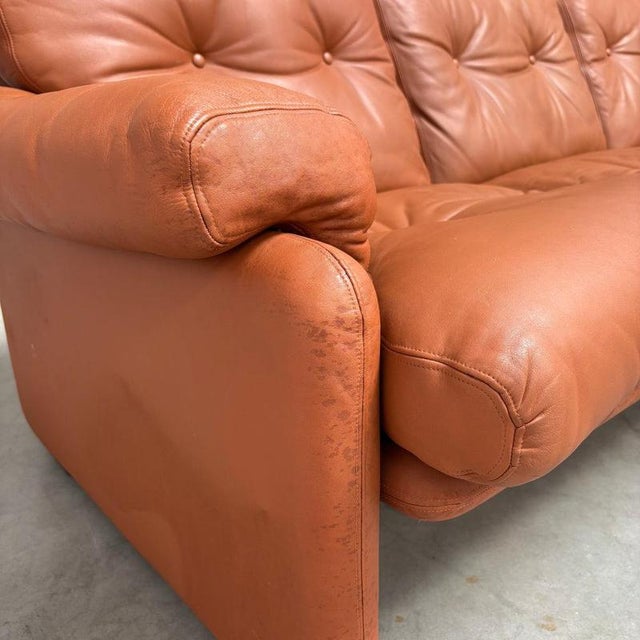 Vintage Coronado Three-Seater Sofa in Cognac Leather from B&B Italia, Italy, 1960s For Sale - Image 12 of 16