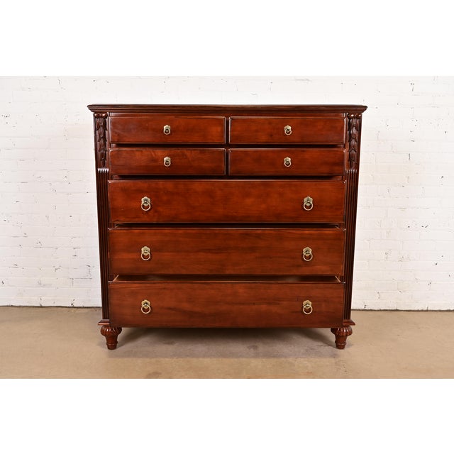 Late 20th Century Ethan Allen British Colonial Carved Maple Chest of Drawers For Sale - Image 5 of 16