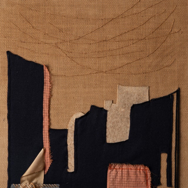 Tan Mid-Century Modern Textile Collage, 1961 For Sale - Image 8 of 11