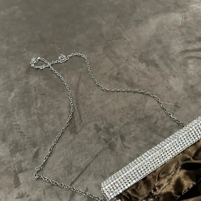 An Elegant 1980s Brown Suede and Rhinestones Italian Evening Bag For Sale - Image 13 of 18