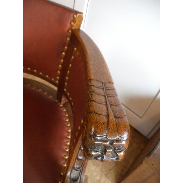 Art Nouveau Armchair in Wood and Cow Leather, 1910 For Sale - Image 6 of 18