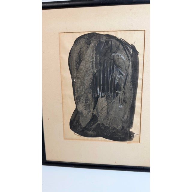 1970s 1970s Martin Lubner Framed Gouache on Paper For Sale - Image 5 of 8