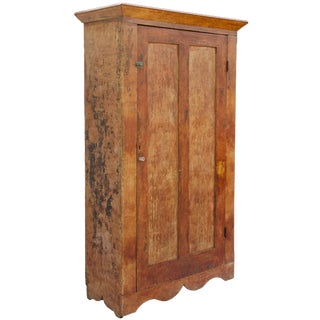 Early Primitive Painted Pine Armoire For Sale