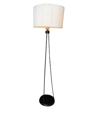 Mid-Century Black Iron Rod Tripod Floor Lamp
