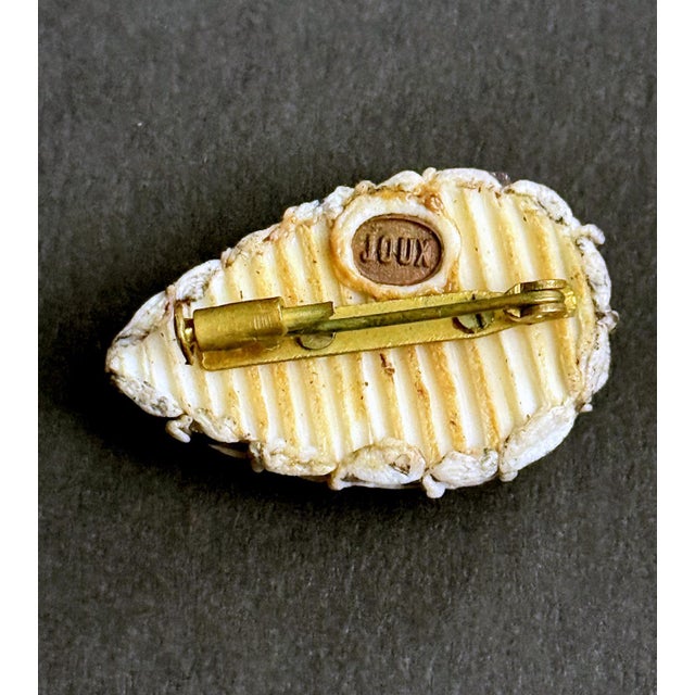 1950s French Talosel Brooch with Glass Inlay by Line Vautrin Branded For Sale - Image 5 of 12