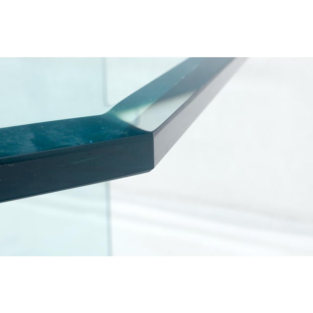 John Mascheroni Italian Mid Century Modern 3/4" Thick Beveled Glass Single Pedestal Dining Table For Sale - Image 4 of 12