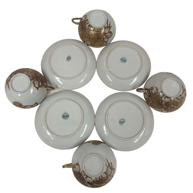 Ceramic Antique Nippon Nagoya Shofu Gold Porcelain Tea Set for Four For Sale - Image 7 of 15