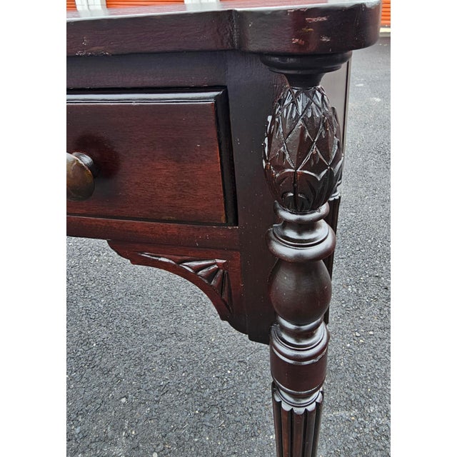 Late 19th Century Victorian Carved Walnut Single Drawer Hall Table Writing Table For Sale - Image 10 of 13