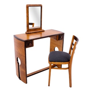 Art Deco Dressing Table and Chair Set, Poland, 1930s, Set of 2 For Sale