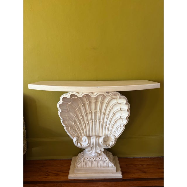 Very unique and rare console table from the 1940’s. Made out of wood and plaster. Perfect design and scale. No signature...
