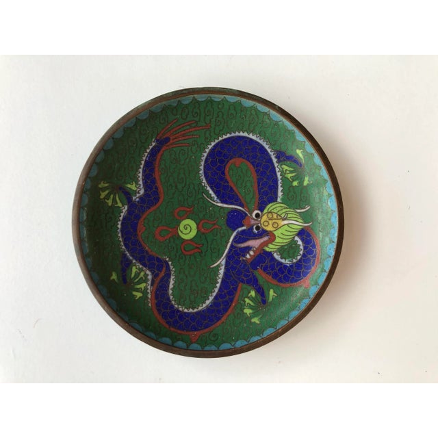 Asian Antique Vintage Asian Cloisonné Enamel Trinket Pin Dish For Sale - Image 3 of 6