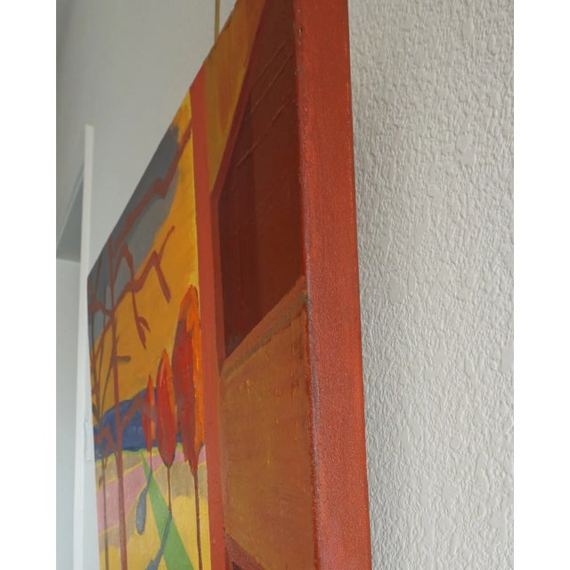 Minimalism "Room With Pink Jar" Contemporary Expressionist Interior with Landscape Oil Painting For Sale - Image 3 of 5