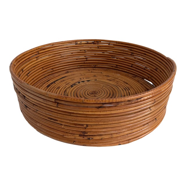 Vintage Crespi Style Pencil Reed Basket For Sale
