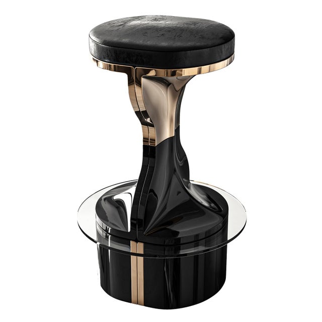 Not Yet Made - Made To Order "Passione" Barstool With Bronze and Stainless Steel, Hand Crafted For Sale - Image 5 of 5