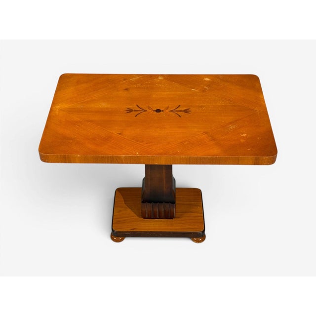 Art Deco Swedish Art Deco, Inlaid Side Table, Stained Wood, Sweden, 1930s For Sale - Image 3 of 12