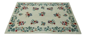 Indian Crewel Work Style Approx. 6 X 9 Flat Pile Floral Rug