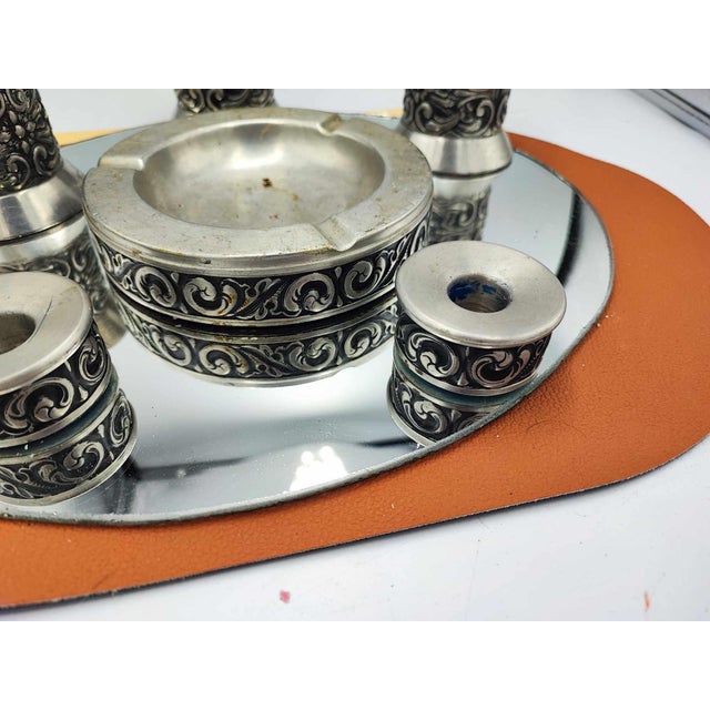 Vintage 1970s, vase, 4 candlesticks, Pewter Haugrud Norway, dimensions: vase, height 16.2 cm, diameter 8 cm, ashtray,...