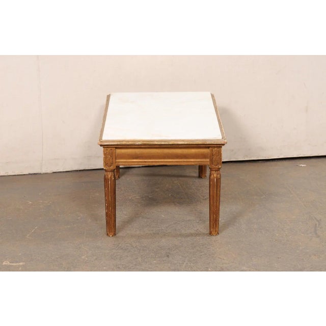 Brown Antique Swedish Marble Top Coffee Table For Sale - Image 8 of 10