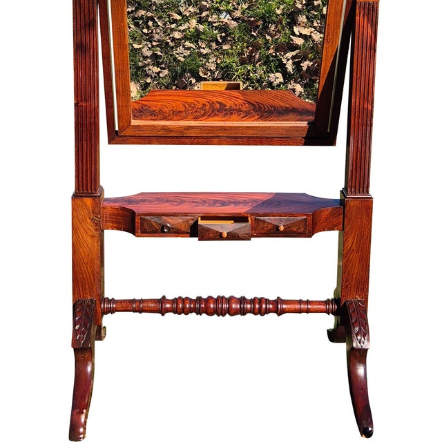 Antique Tilting Floor Mirror in Mahogany with Beveled Glass, 1870 For Sale - Image 4 of 18