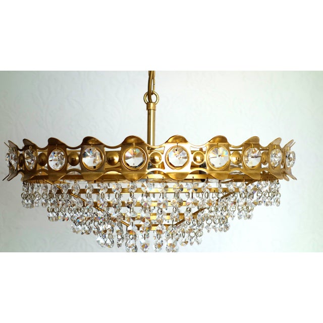 Brass-Lead Crystal Chandelier by Joska Bodenmais, 1970s For Sale - Image 4 of 12